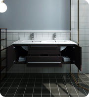 Fresca Lucera Wall Hung Modern Bathroom Cabinet w/ Top & Double Undermount Sinks
