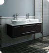 Fresca Lucera Wall Hung Modern Bathroom Cabinet w/ Top & Double Vessel Sinks