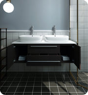 Fresca Lucera Wall Hung Modern Bathroom Cabinet w/ Top & Double Vessel Sinks