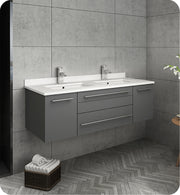 Fresca Lucera Wall Hung Modern Bathroom Cabinet w/ Top & Double Undermount Sinks