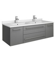 Fresca Lucera Wall Hung Modern Bathroom Cabinet w/ Top & Double Undermount Sinks