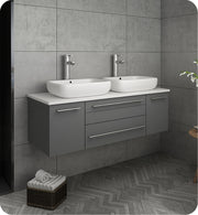 Fresca Lucera Wall Hung Modern Bathroom Cabinet w/ Top & Double Vessel Sinks