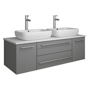 Fresca Lucera Wall Hung Modern Bathroom Cabinet w/ Top & Double Vessel Sinks