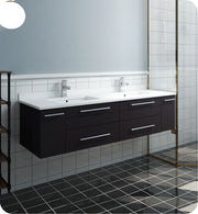 Fresca Lucera Wall Hung Modern Bathroom Cabinet w/ Top & Double Undermount Sinks