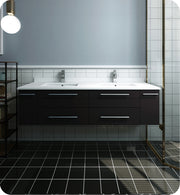 Fresca Lucera Wall Hung Modern Bathroom Cabinet w/ Top & Double Undermount Sinks
