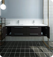 Fresca Lucera Wall Hung Modern Bathroom Cabinet w/ Top & Double Undermount Sinks