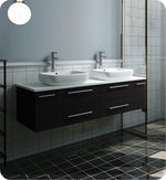 Fresca Lucera Wall Hung Modern Bathroom Cabinet w/ Top & Double Vessel Sinks