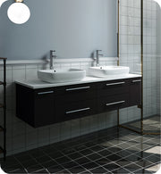Fresca Lucera Wall Hung Modern Bathroom Cabinet w/ Top & Double Vessel Sinks