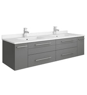 Fresca Lucera Wall Hung Modern Bathroom Cabinet w/ Top & Double Undermount Sinks