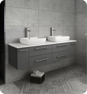 Fresca Lucera Wall Hung Modern Bathroom Cabinet w/ Top & Double Vessel Sinks