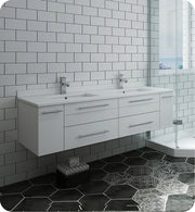 Fresca Lucera Wall Hung Modern Bathroom Cabinet w/ Top & Double Undermount Sinks