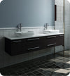 Fresca Lucera Wall Hung Modern Bathroom Cabinet w/ Top & Double Vessel Sinks