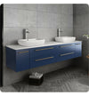 Fresca Lucera 72" Royal Blue Wall Hung Modern Bathroom Cabinet w/ Top & Double Vessel Sinks