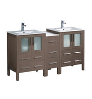 Fresca Torino Modern Double Sink Bathroom Cabinets w/ Integrated Sinks