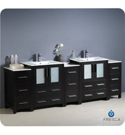 Fresca Torino Modern Double Sink Bathroom Cabinets w/ Integrated Sinks