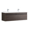 Fresca Largo 57" Gray Oak Modern Double Sink Bathroom Cabinet w/ Integrated Sinks