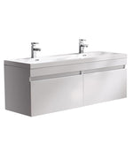 Fresca Largo 57"White Modern Double Sink Bathroom Cabinet w/ Integrated Sinks