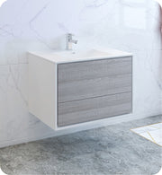 Fresca Catania Wall Hung Modern Bathroom Cabinet w/ Integrated Sink