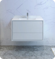 Fresca Catania Wall Hung Modern Bathroom Cabinet w/ Integrated Sink