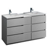 Fresca Lazzar  Free Standing Double Sink Modern Bathroom Cabinet w/ Integrated Sinks