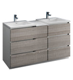 Fresca Lazzar  Free Standing Double Sink Modern Bathroom Cabinet w/ Integrated Sinks