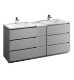 Fresca Lazzaro Free Standing Double Sink Modern Bathroom Cabinet w/ Integrated Sinks
