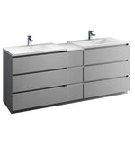 Fresca Lazzaro Free Standing Double Sink Modern Bathroom Cabinet w/ Integrated Sinks