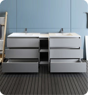 Fresca Lazzaro Free Standing Double Sink Modern Bathroom Cabinet w/ Integrated Sinks