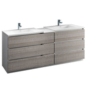 Fresca Lazzaro Free Standing Double Sink Modern Bathroom Cabinet w/ Integrated Sinks
