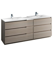 Fresca Lazzaro Free Standing Double Sink Modern Bathroom Cabinet w/ Integrated Sinks