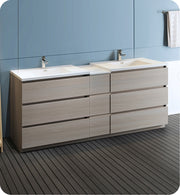 Fresca Lazzaro Free Standing Double Sink Modern Bathroom Cabinet w/ Integrated Sinks