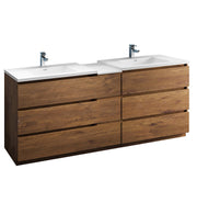 Fresca Lazzaro Free Standing Double Sink Modern Bathroom Cabinet w/ Integrated Sinks