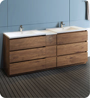 Fresca Lazzaro Free Standing Double Sink Modern Bathroom Cabinet w/ Integrated Sinks