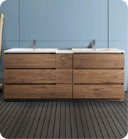 Fresca Lazzaro Free Standing Double Sink Modern Bathroom Cabinet w/ Integrated Sinks