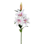 Vickerman FD190579 36" Artificial White & Pink Real Touch Lily Spray, Pack of 2
