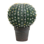 Vickerman FE180102 13.5" Artificial Green Barrell Cactus in Gray & Light Red Pot