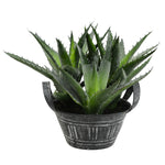 Vickerman FE180901 7.5" Artificial Green Succulent in Galvanized Pot