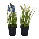 Vickerman FE190306 11" Artificial Hyacinth in Black Plastic Planters Pots, Set of 3