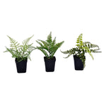 Vickerman FE192106 10" Artificial Green Potted Fern Assortment, Set of 3