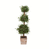 Vickerman FG190430 34" Artificial Potted Green Triple ball Angel Vine Topiary in Wood Pot