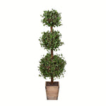 Vickerman FG190440 40" Artificial Potted Green Triple ball Angel Vine Topiary in Wood Pot