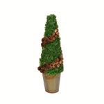 Vickerman FG191418 18" Artificial Cone Shape Cedar Tree in Rustic Tin Pot