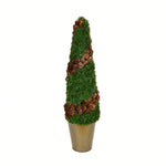 Vickerman FG191424 24" Artificial Cone Shape Cedar Tree in Rustic Tin Pot