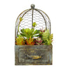 Vickerman FH181001 10" Artificial Green Assorted Succulents in a Metal Container & Cage