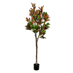 Vickerman FH190270 7' Artificial Green Magnolia Tree in Black Planters Pot