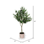 Vickerman FH190340 48" Artificial Green Olive Tree in Black Planters Pot