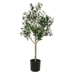 Vickerman FH190350 60" Artificial Green Olive Tree in Black Planters Pot