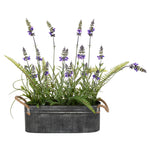 Vickerman FJ180201 16" Artificial Lavender Flower Fern in Iron Pot