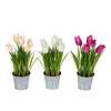 Vickerman FJ181001 10.5" Artificial Assorted Set of Tulips in Metal Pot