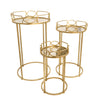 Sagebrook Home FM10173 Gold Accent Tables, Aged Mirror Top, Set of 3
